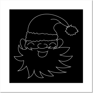 Happy santa claus contour drawing white Posters and Art